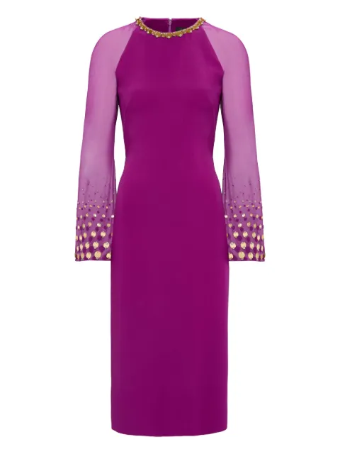 Jenny Packham Eurabia mesh-sleeve midi dress