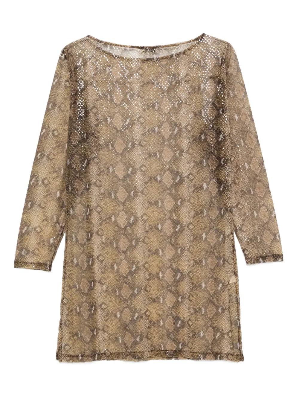 Valentino Garavani Pre-Owned 1990s mesh jurk met slangenprint - Beige