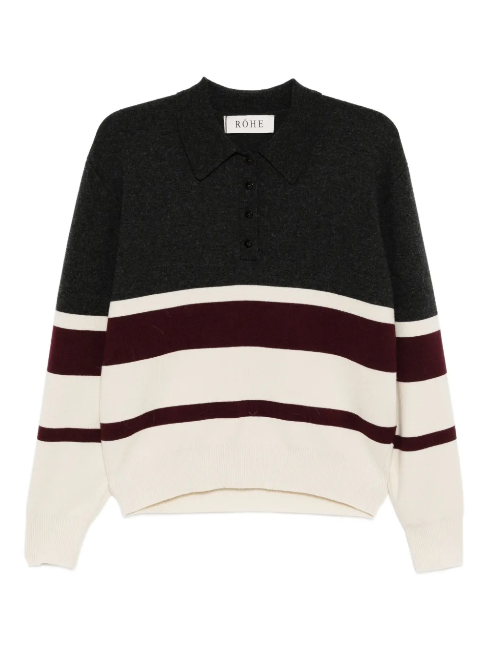 Róhe striped polo top | Grey | Image 1