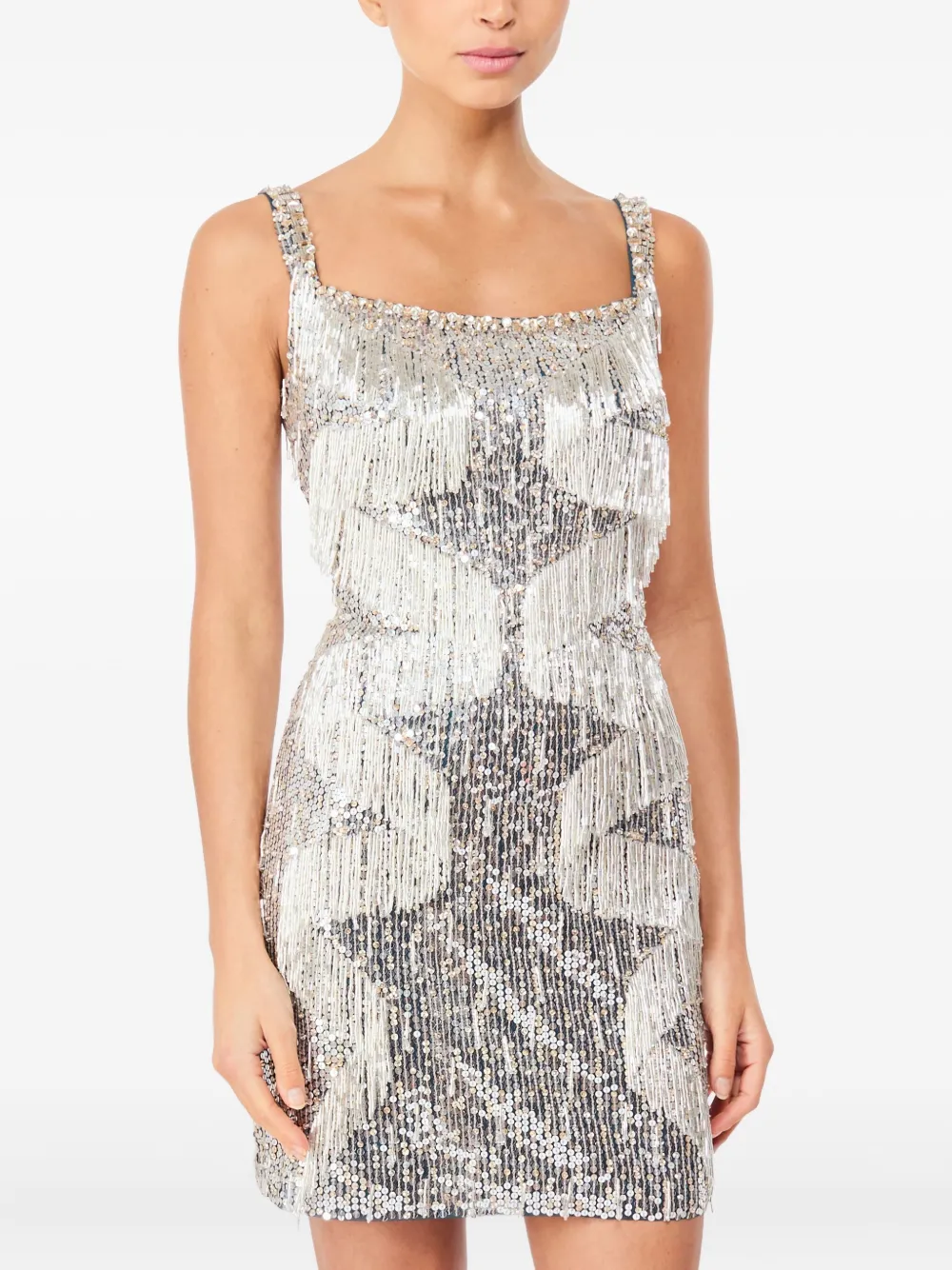 Jenny Packham Tina sequin fringe mini dress - Blauw