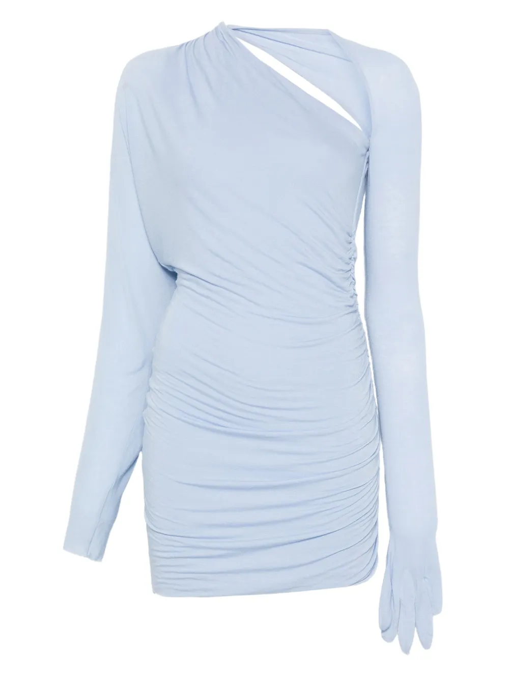 MANURI Noki one-shoulder gathered mini dress | Blue | Image 1