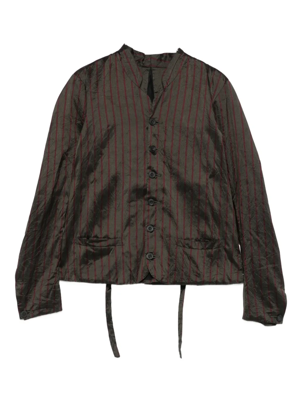 Christian Peau Striped Button-fastening Jacket In Brown