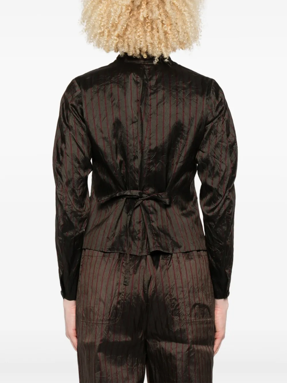 Striped Button-Fastening Jacket