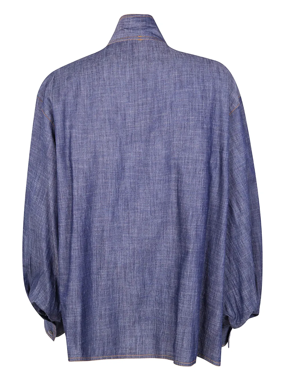 Aviù tie-neck balloon-sleeve top - Blauw