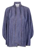 Aviù tie-neck balloon-sleeve top - Blue