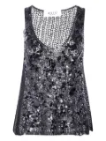 Aviù sequin-embellished open-knit top - Black