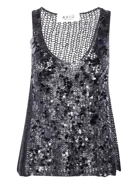 Aviù sequin-embellished open-knit top