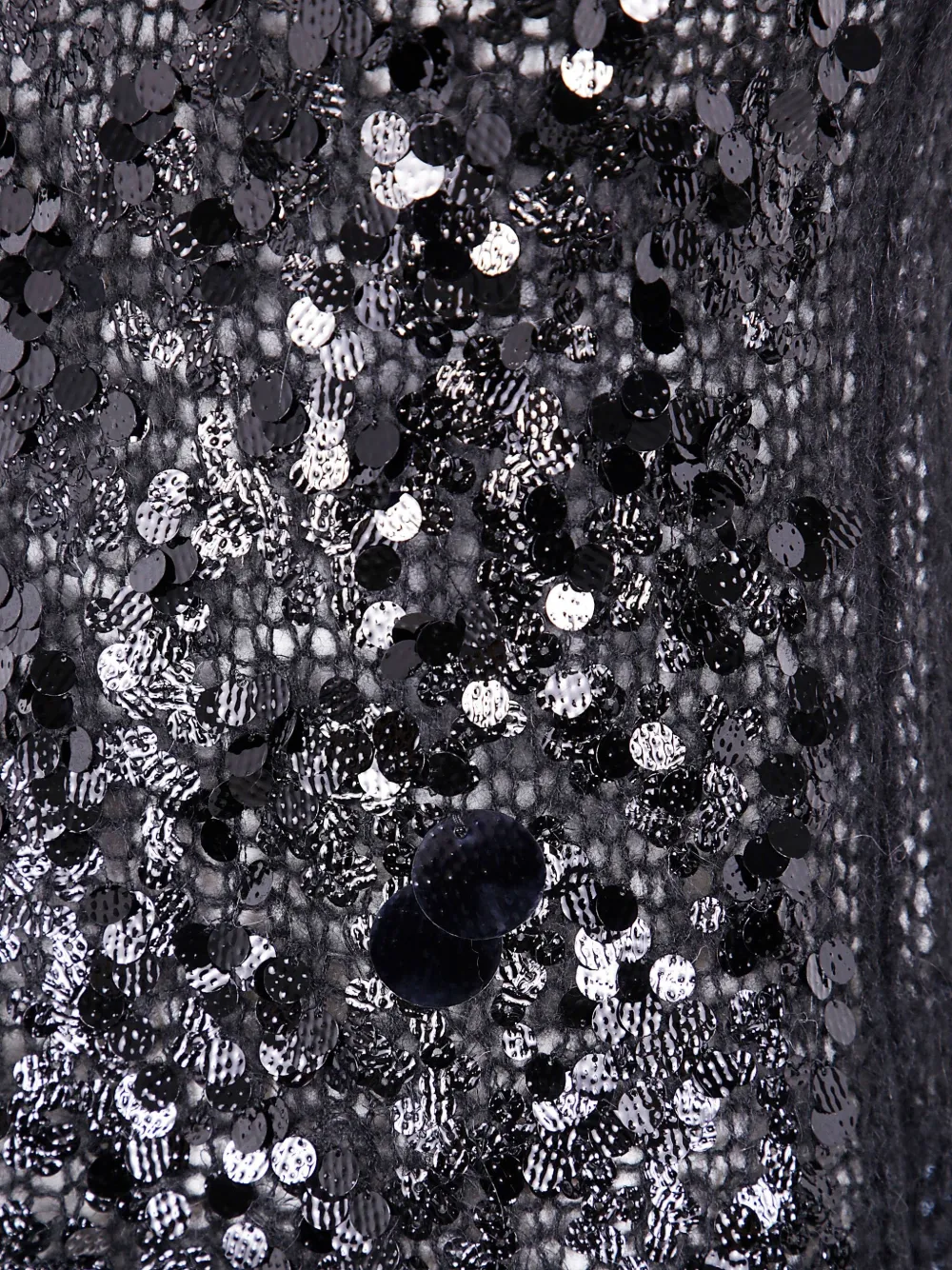 Aviu Sequin-embellished Open-knit Top In Black