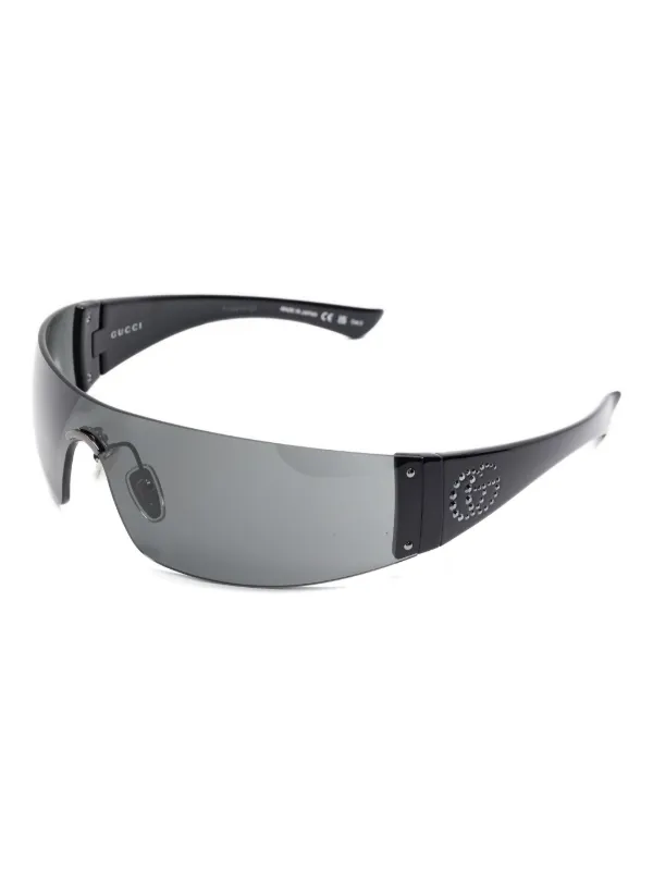 Gucci Eyewear ビジュートリム シールドサングラス | ブラック