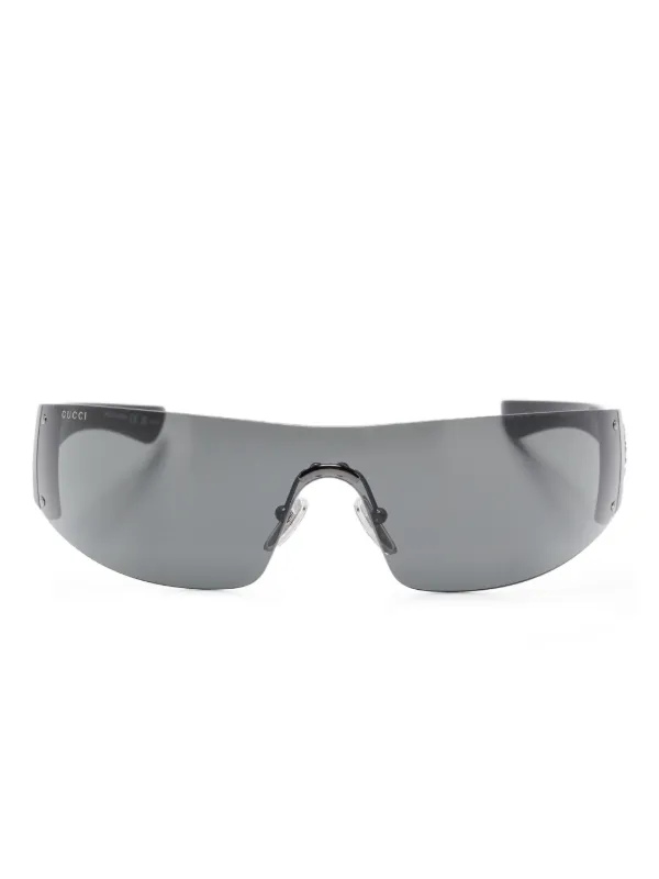 GUCCI シールドサングラス Gucci Eyewear ビジュートリム シールドサングラス | ブラック
