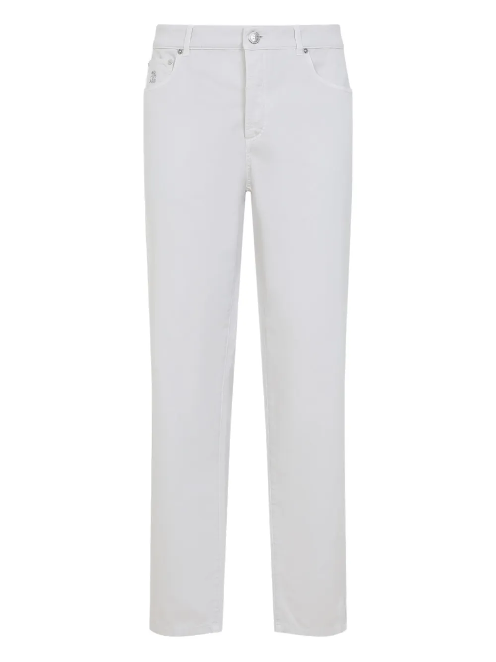 Brunello Cucinelli logo-patch straight-leg jeans Grijs