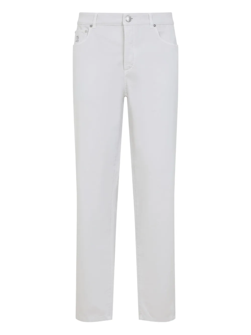 Brunello Cucinelli logo-patch straight-leg jeans Grijs