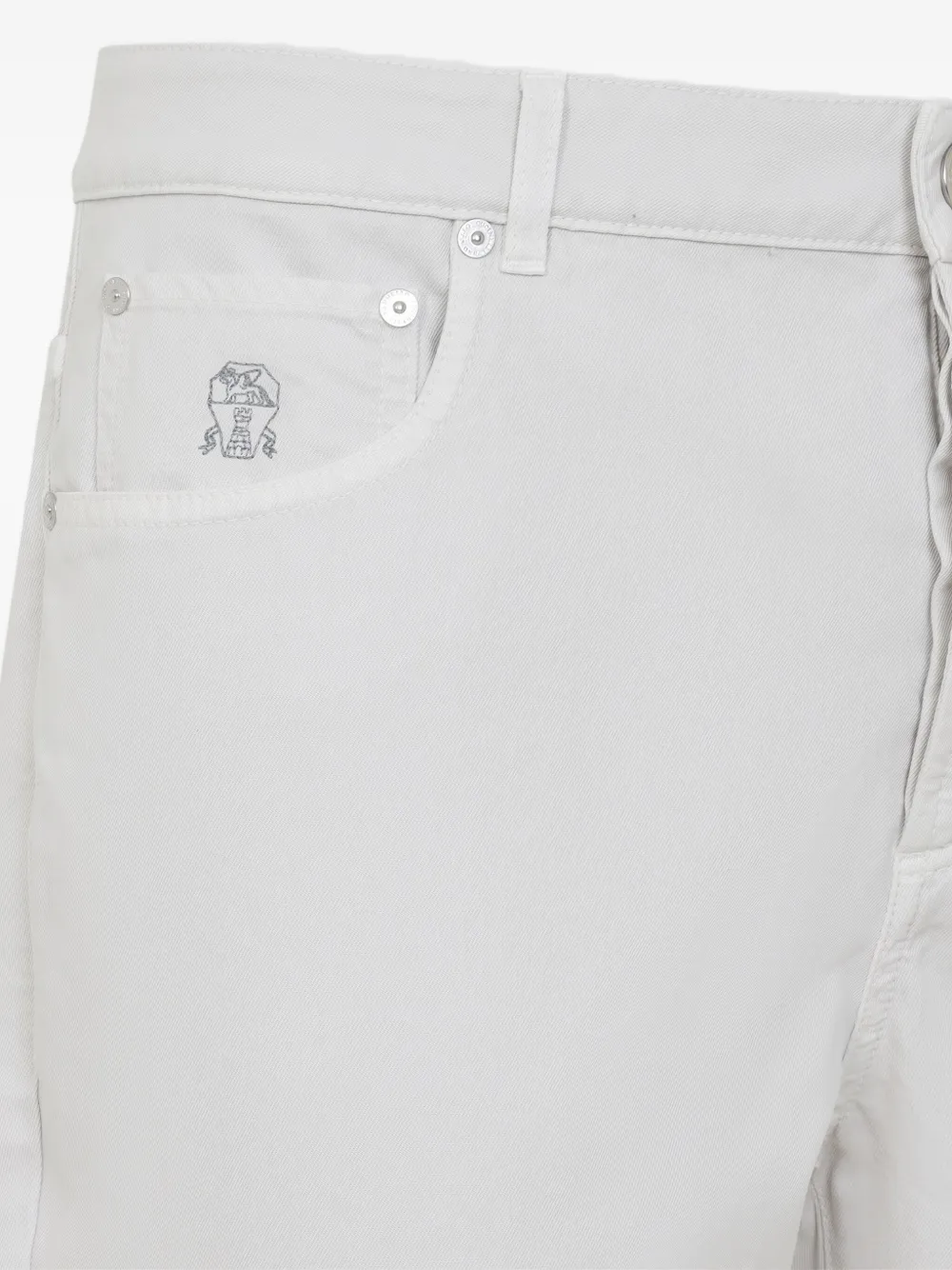 Brunello Cucinelli logo-patch straight-leg jeans Grijs