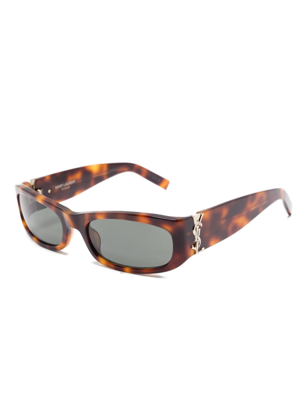 Saint Laurent Eyewear rectangle logo-embellished sunglasses - Bruin