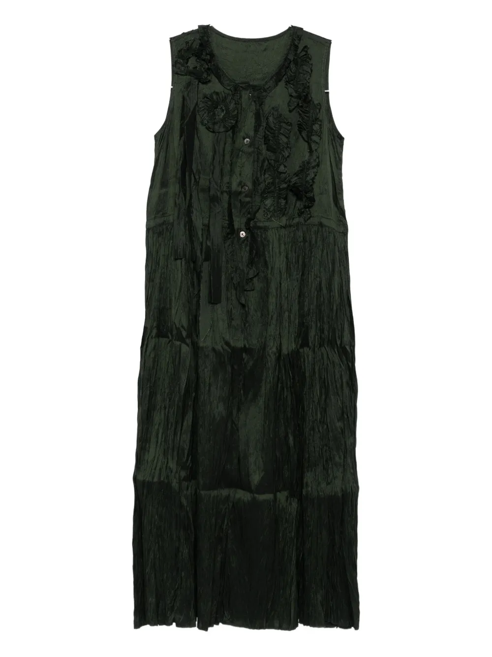 Christian Peau Flowers-embellishment Midi Dress In Green