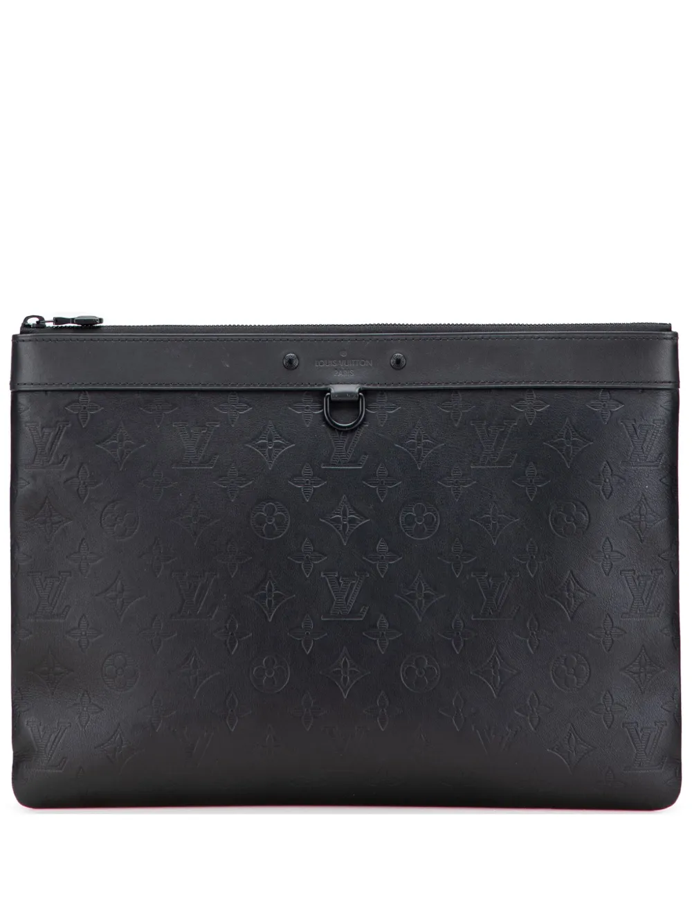 Pre-owned Louis Vuitton 2019 Monogram Shadow Discovery Pochette Clutch Bag In Black