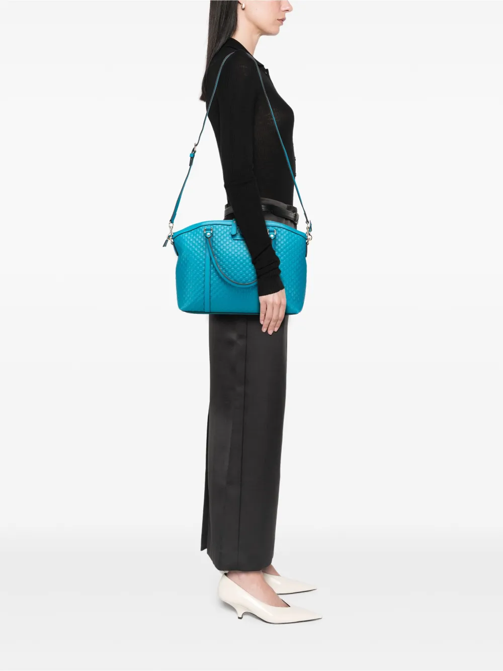 Pre-owned Gucci 2016-2025 Large Microssima Dome Satchel In Blue