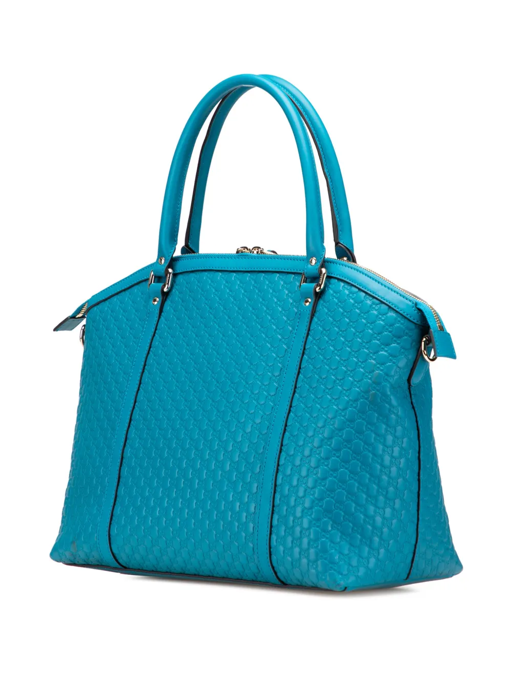 Pre-owned Gucci 2016-2025 Large Microssima Dome Satchel In Blue