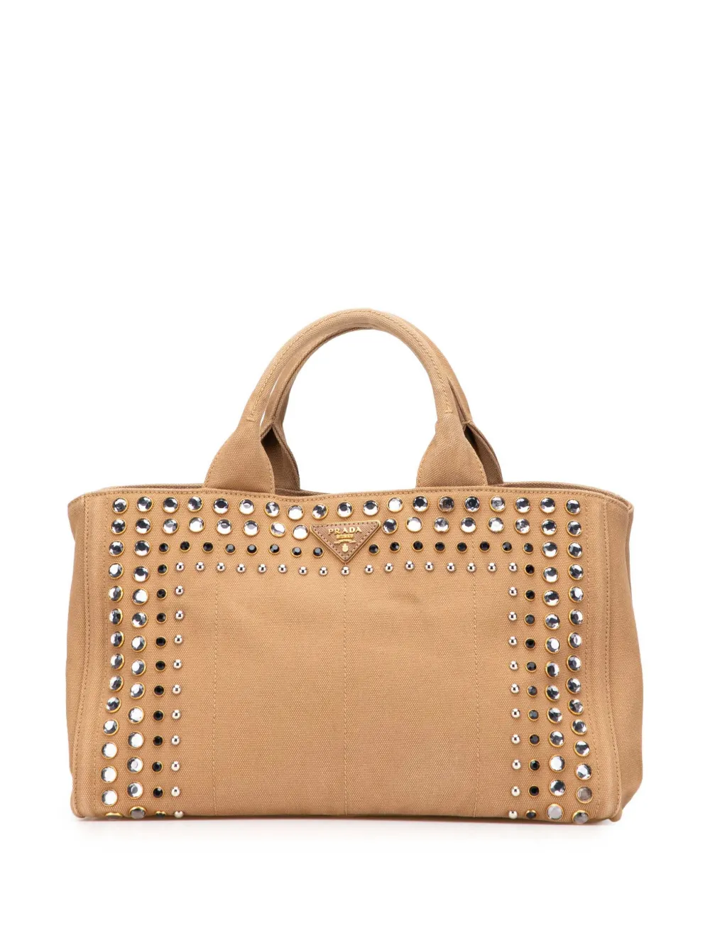 Pre-owned Prada 2013-2025 Canvas Canapa Bijoux Satchel In Brown