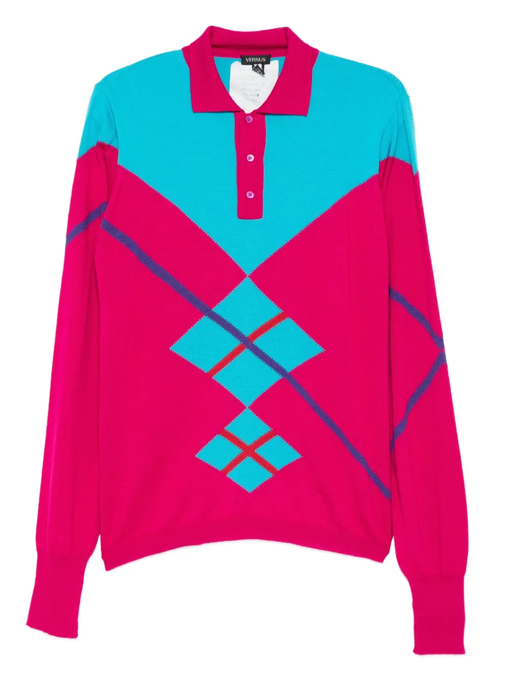 Versace Pre-Owned 2000s colour-block polo sweater | Pink | Image 1