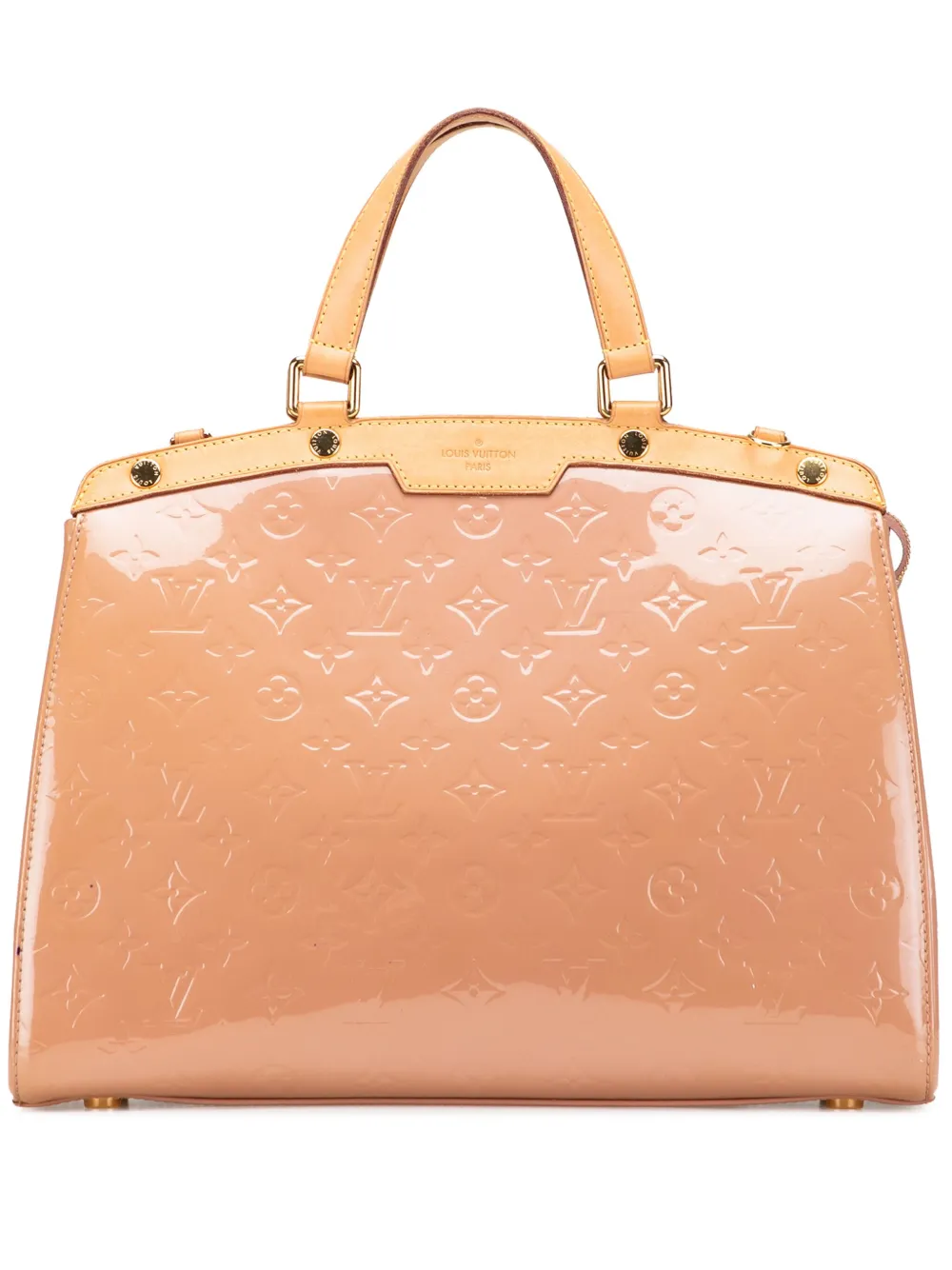 Pre-owned Louis Vuitton 2012 Monogram Vernis Brea Gm Satchel In Brown