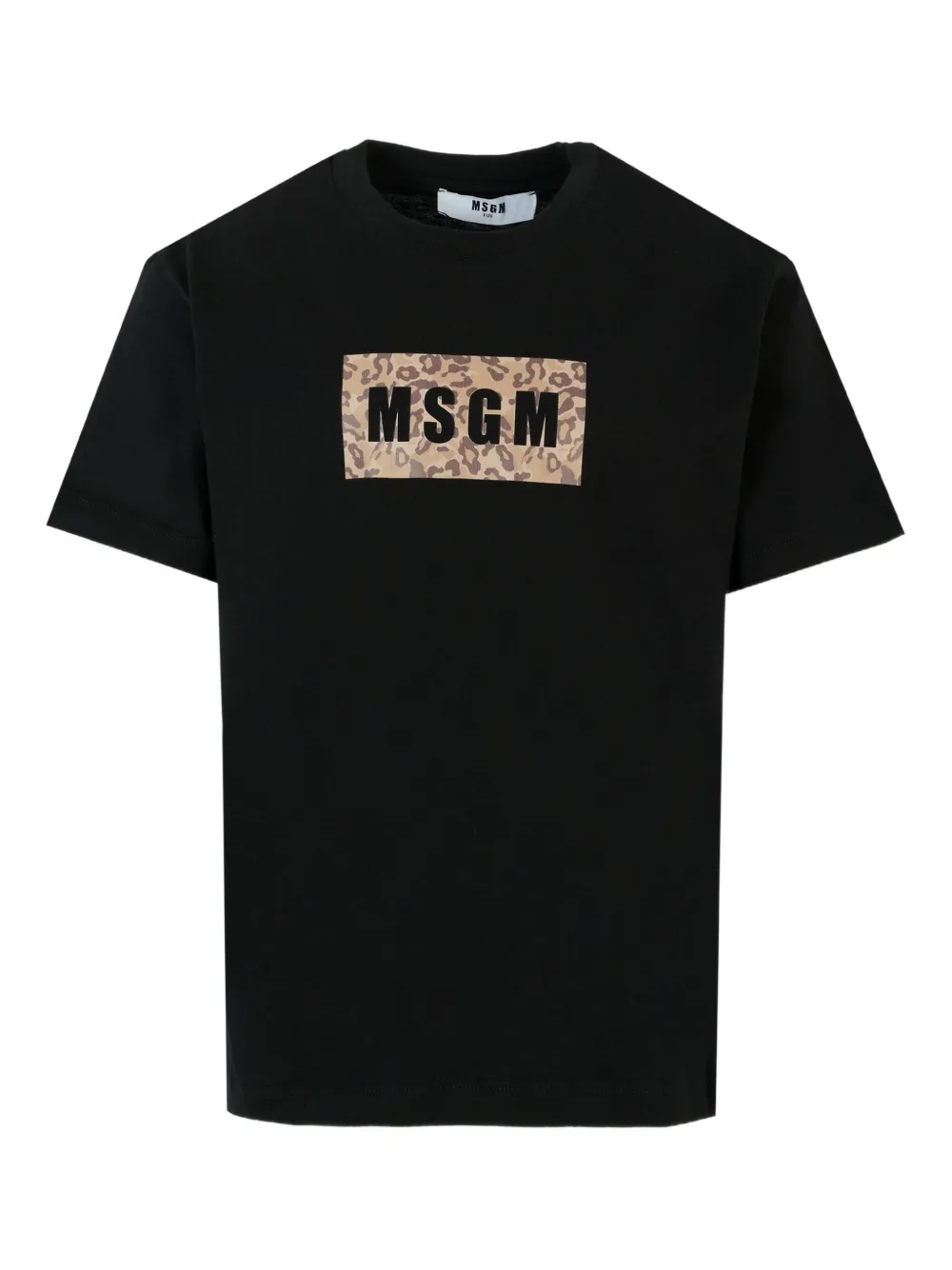 Msgm Kids' Leopard-print T-shirt In Black