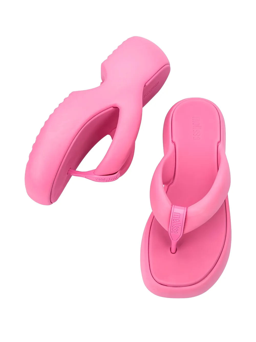Melissa Free Fuzzy Platform Thong Flip-flops In Pink