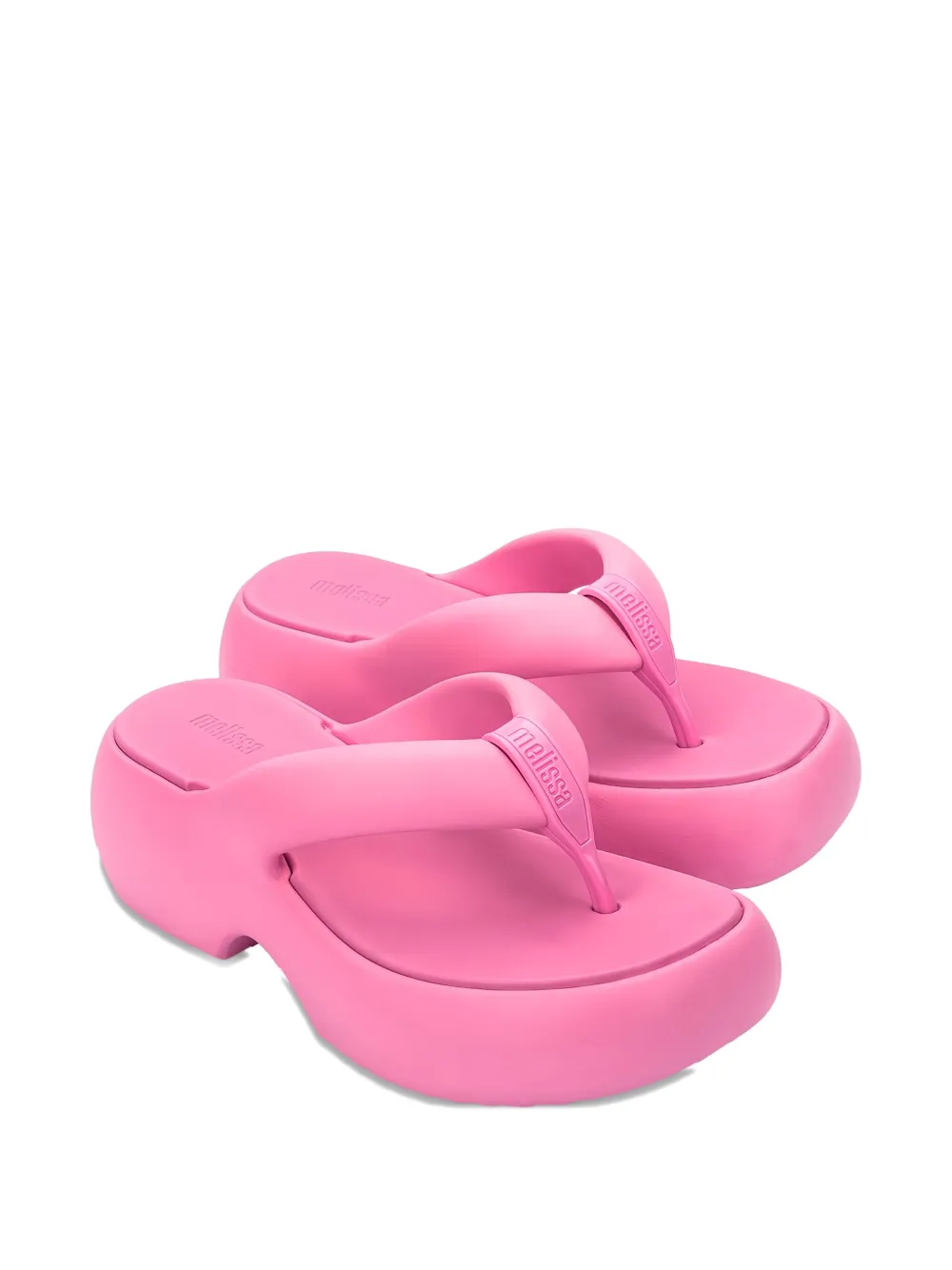 Melissa Free Fuzzy Platform Thong Flip-flops In Pink