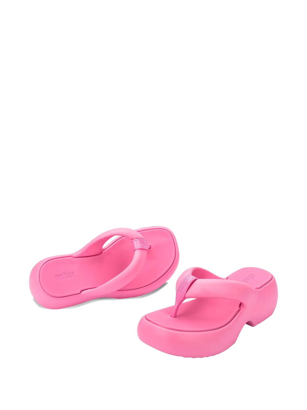 Melissa Free Fuzzy Platform Thong Flip-flops In Pink