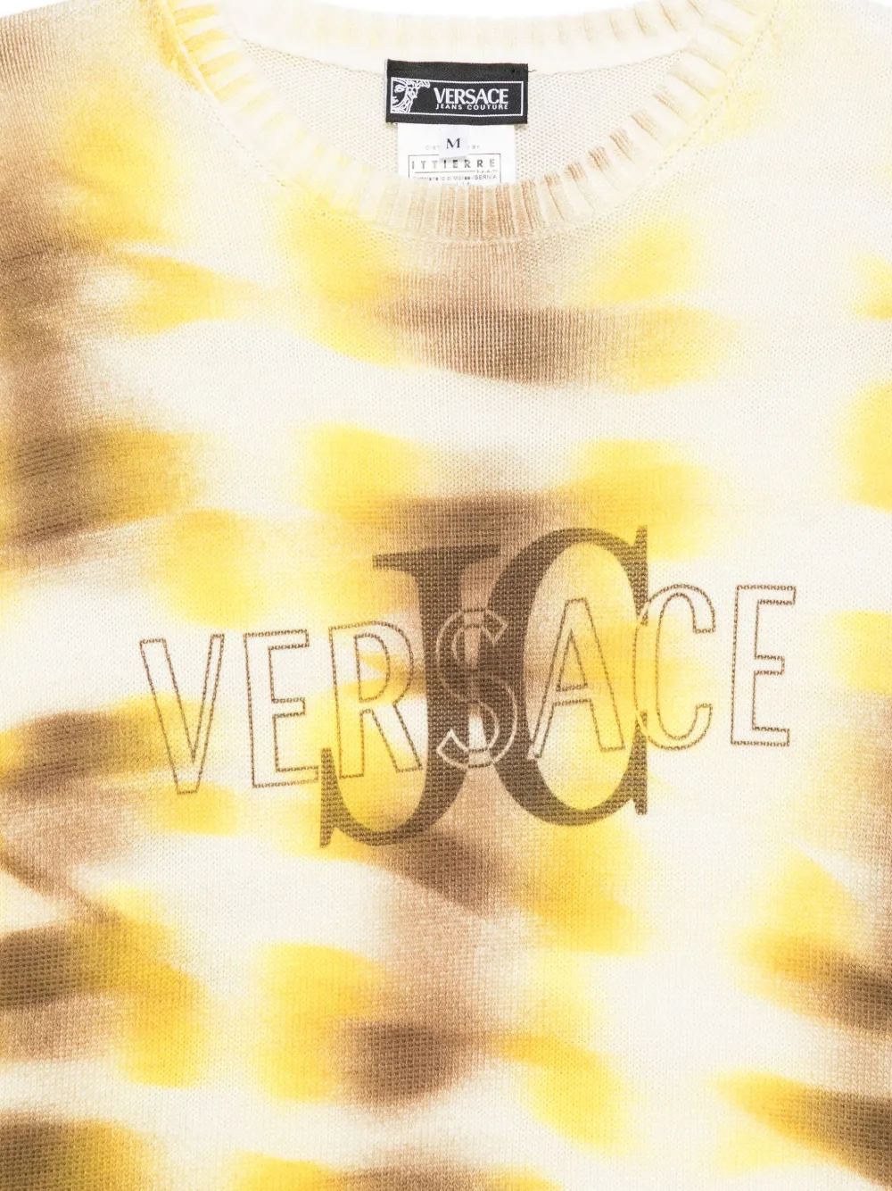 Pre-owned Versace 2000s Tie-dye Logo Sweater In Neutral
