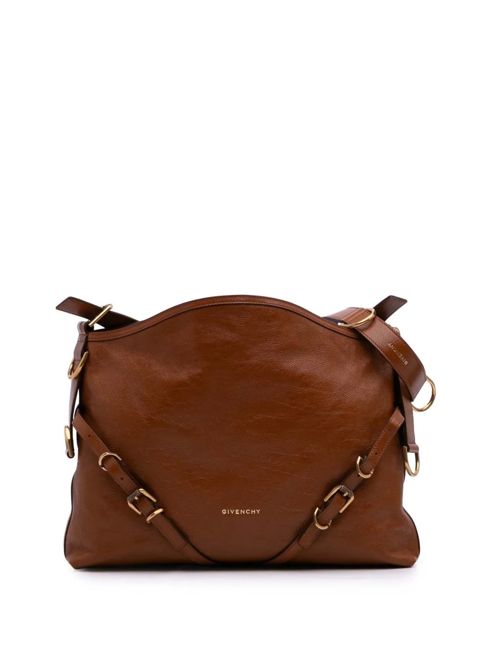 Pre-owned Givenchy 2024 Medium Leather Voyou Crossbody Bag In Brown
