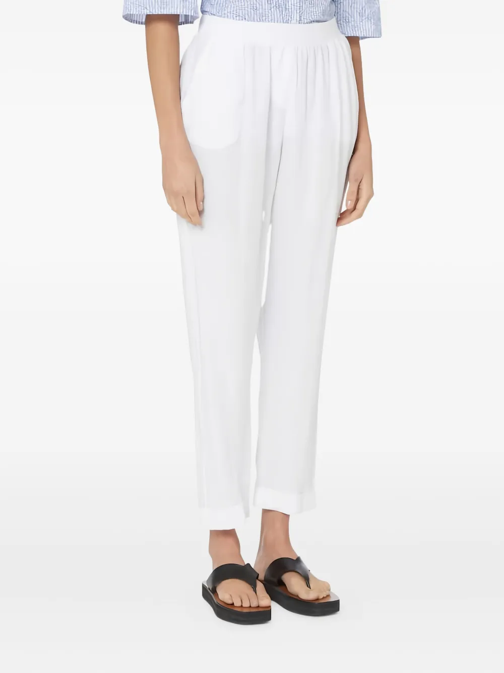 Rosso 35 linen straight-leg trousers - ホワイト Rosso 35 linen straight-leg trousers - ホワイト