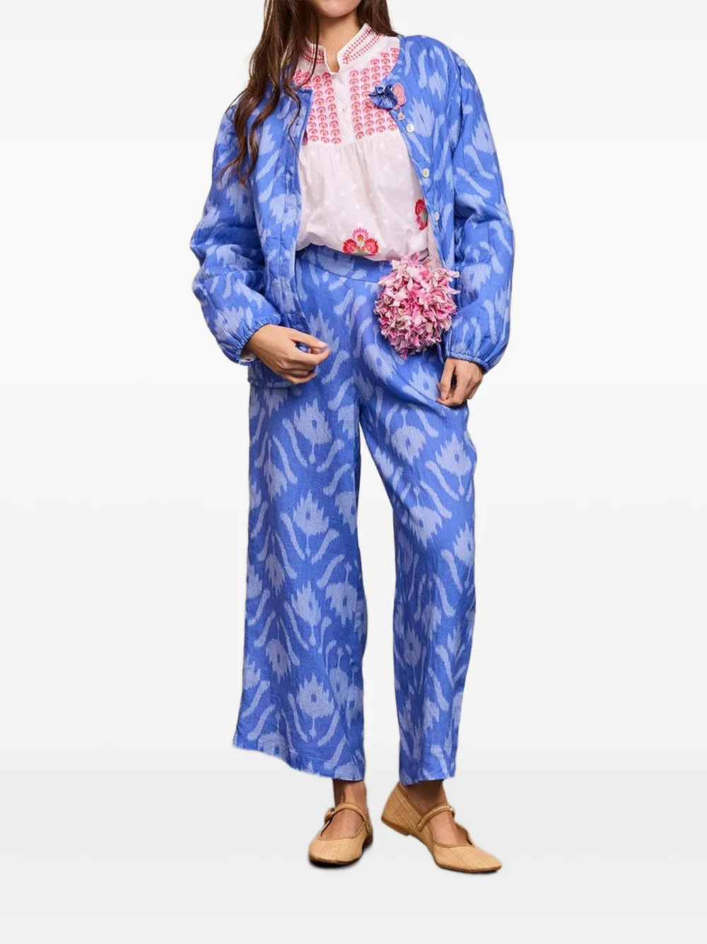 NIMO WITH LOVE linen palazzo trousers - Blauw