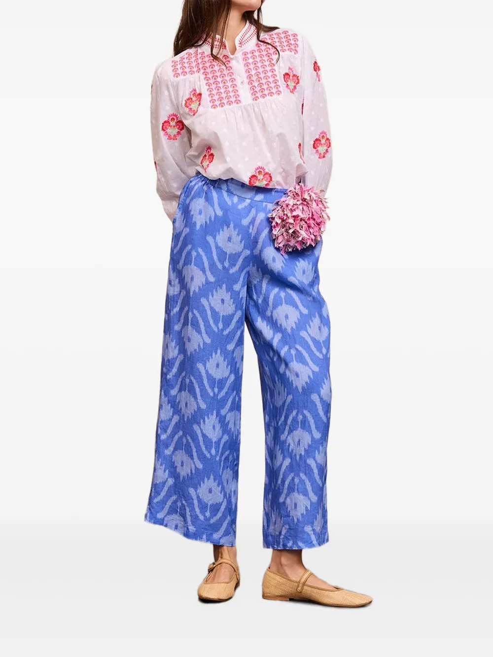 NIMO WITH LOVE linen palazzo trousers - ブルー NIMO WITH LOVE linen palazzo trousers - ブルー