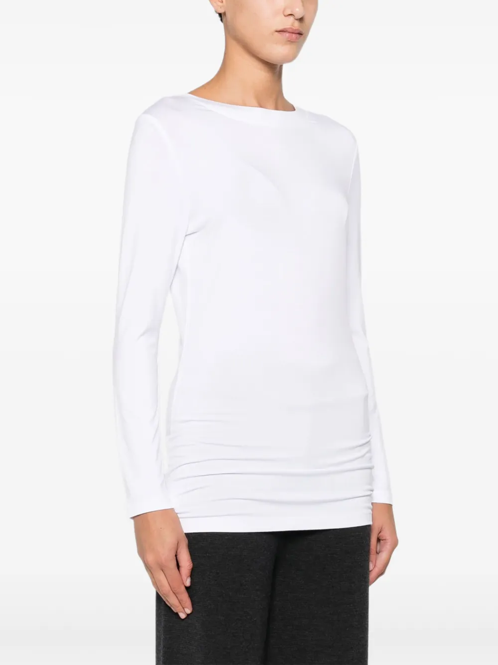Alpha Studio Crew-neck Long-sleeve T-shirt In White