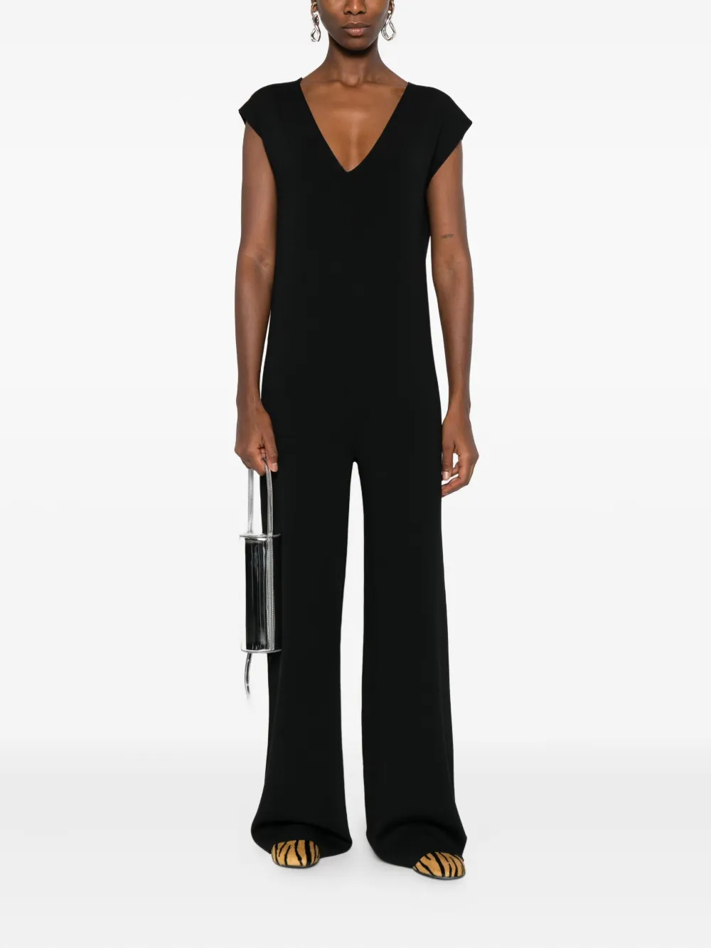 ALPHA STUDIO V-neck sleeveless jumpsuit - Zwart
