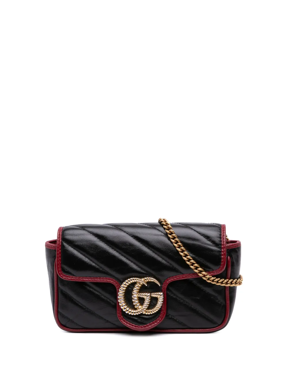 Gucci Pre-Owned 2000-2015 Super Mini GG Marmont Matelasse Leather Torchon Flap crossbody bag | Black | Image 1