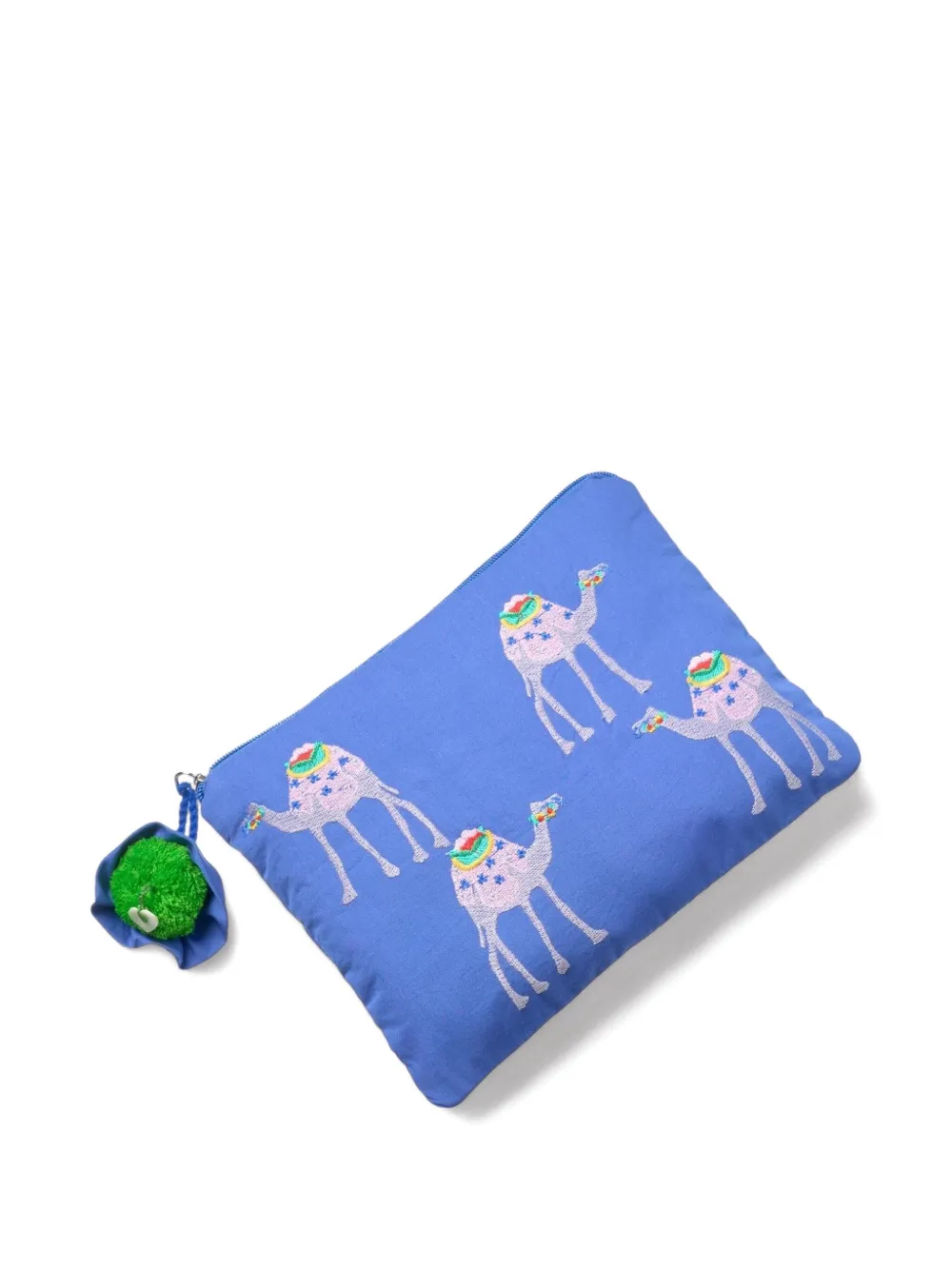NIMO WITH LOVE Ortiga clutch met geborduurde kameel Blauw