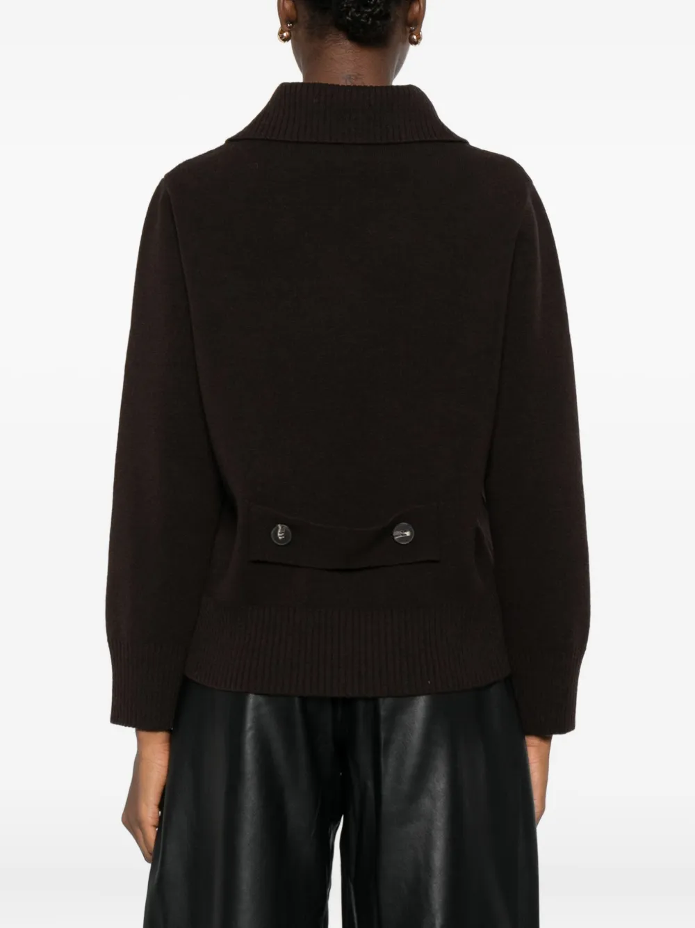 Alpha Studio Double-breasted Patch-pocket Cardigan In Black