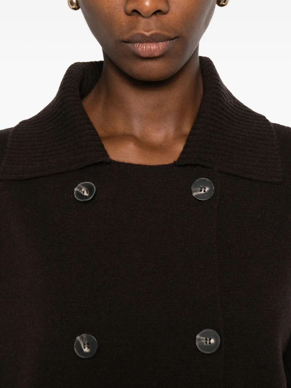 Alpha Studio Double-breasted Patch-pocket Cardigan In Black