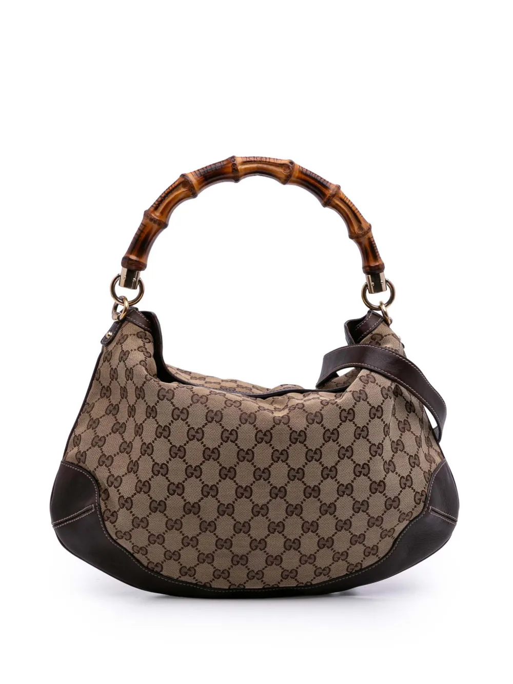 Pre-owned Gucci 2016-2025 Gg Canvas Peggy Satchel In Brown
