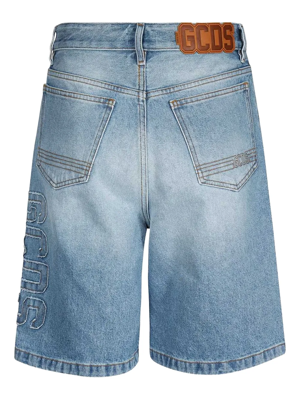 GCDS logo-patch denim shorts - Blauw