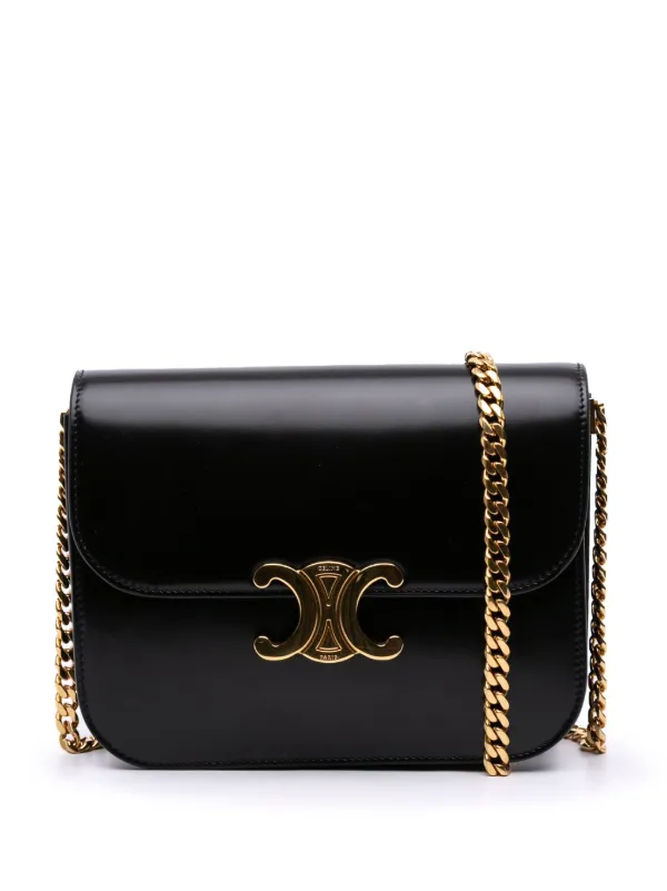 CELINE カレッジ トリオンフ ショルダーバッグ_Shiny Calfskin CELINE ミディアム カレッジバッグ トリオンフ チェーンバッグ