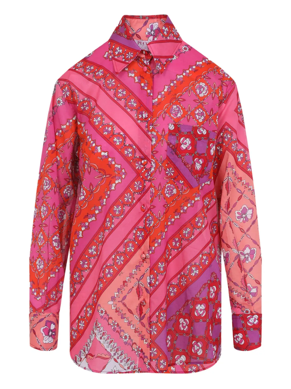 floral-patchwork cotton shirt