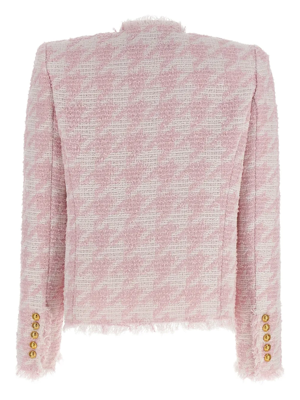 Balmain tweed frayed-edge blazer Roze