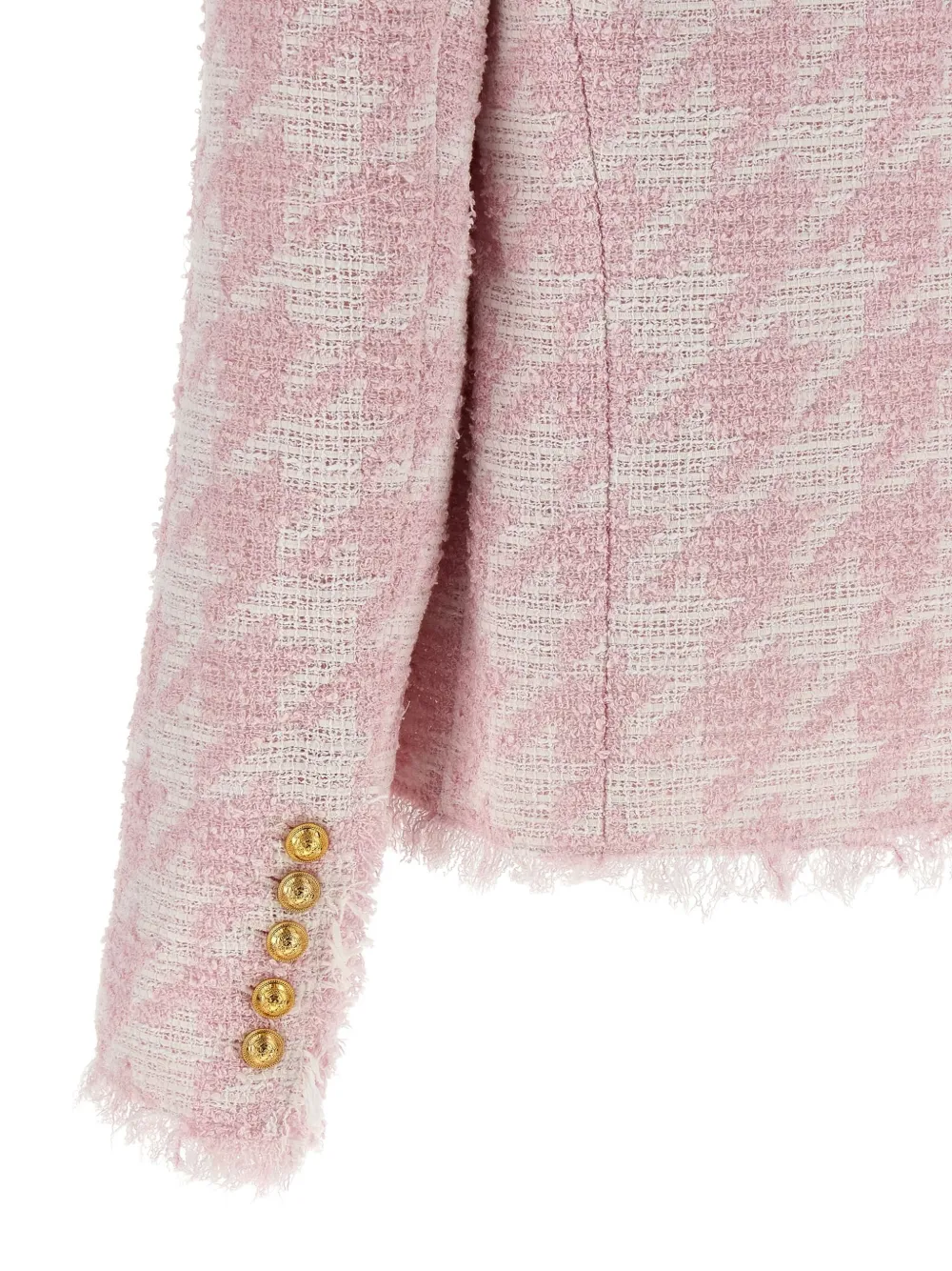 Balmain tweed frayed-edge blazer Roze