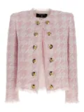 Balmain tweed frayed-edge blazer - Pink