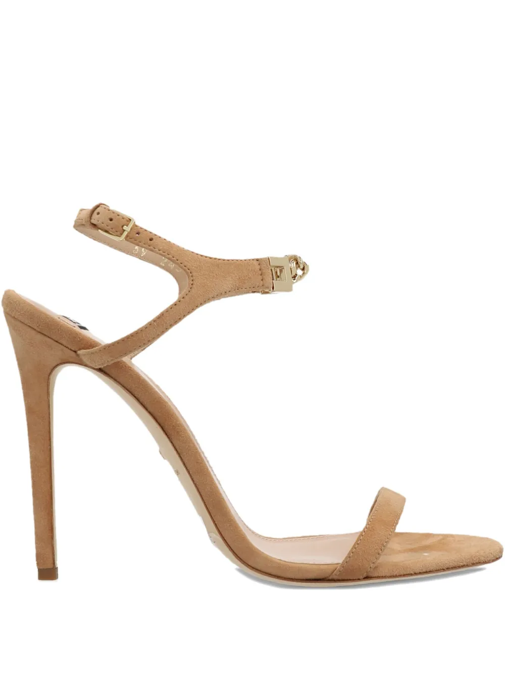 Elisabetta Franchi 110mm chain-embellished suede sandals Neutrals