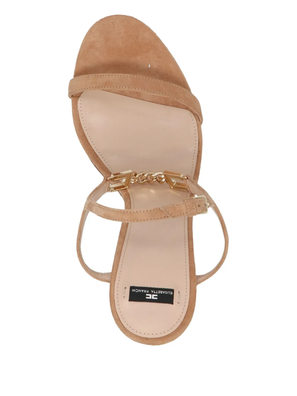 Elisabetta Franchi 110mm chain-embellished suede sandals Neutrals