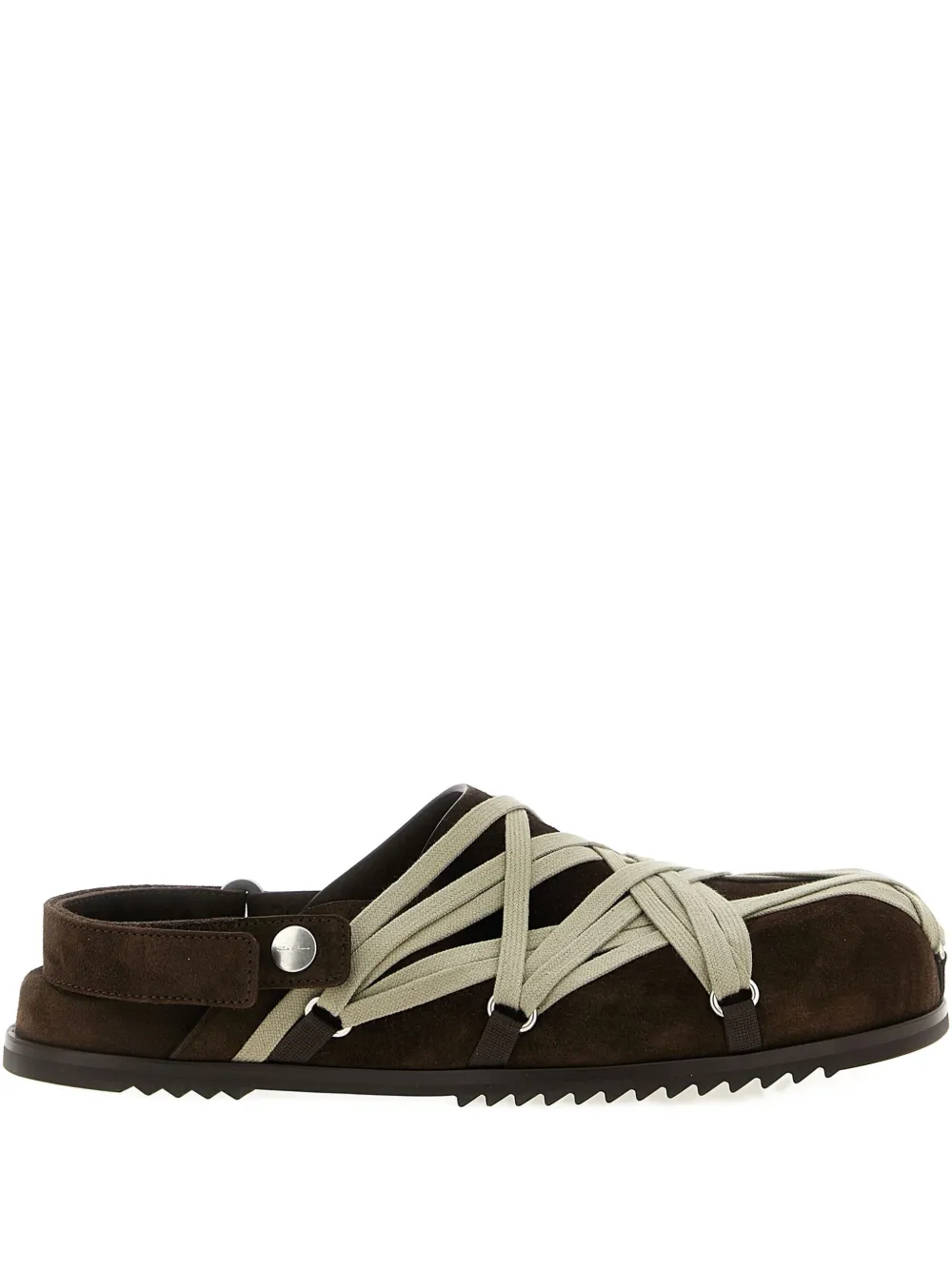 Rick Owens Megalace Lace-up Mules In Brown